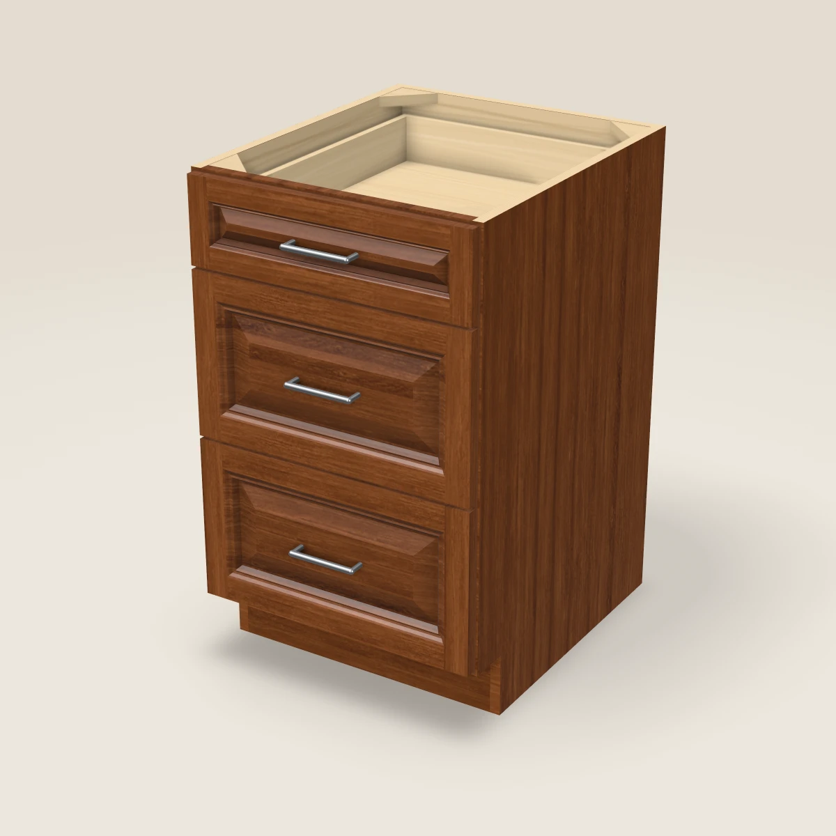 21" Three Drawer Base Cabinet, 3D picture