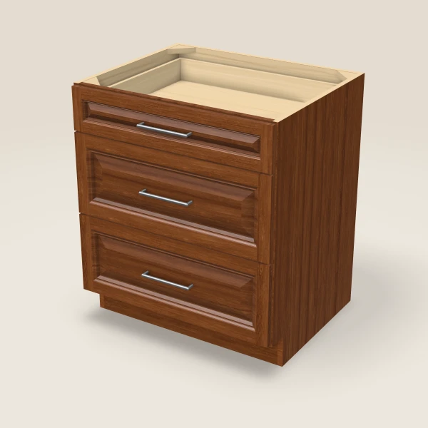 30" Three Drawer Base Cabinet, 3D picture