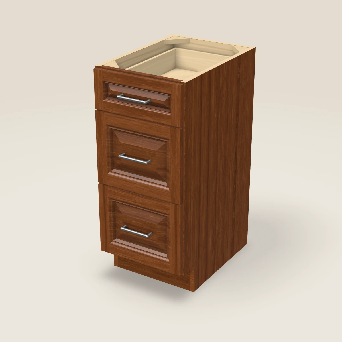 Tocador de baño (tres cajones) de 15", imagen en 3D