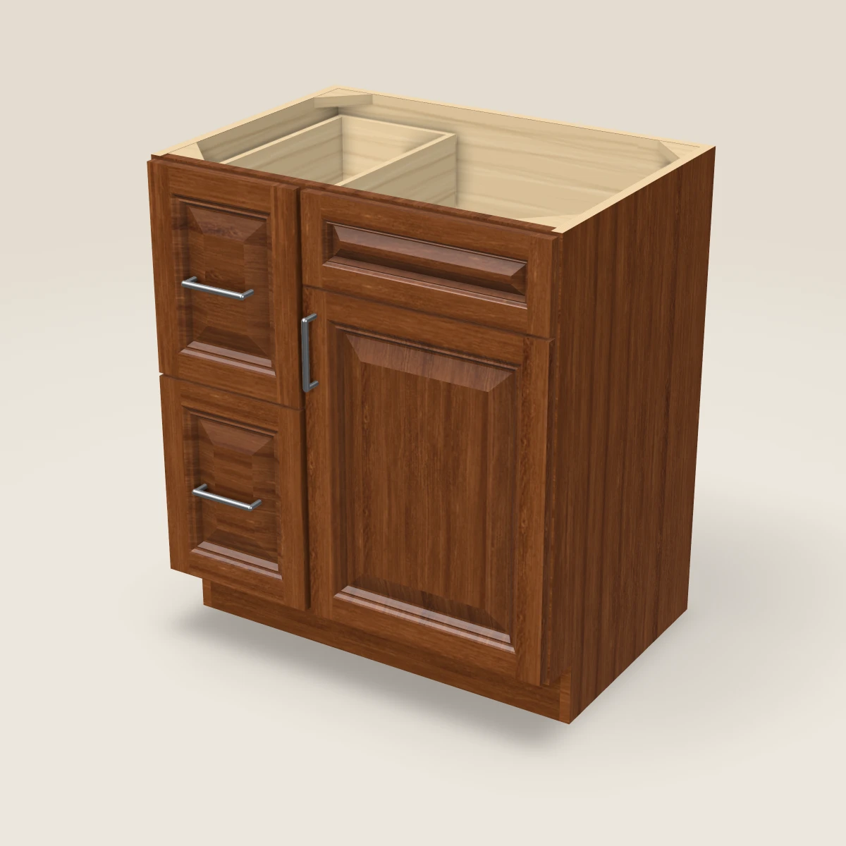 30" Single Door Double Drawer Vanity Cabinet, 3D picture