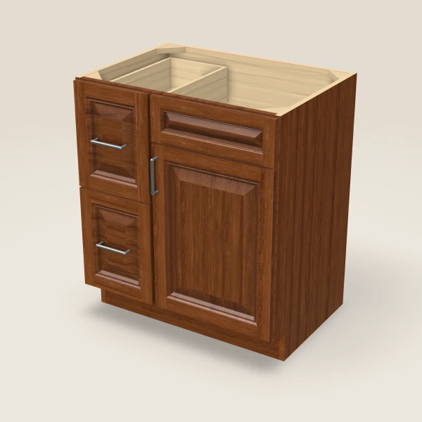 30" Single Door Double Drawer Vanity Cabinet, 3D picture