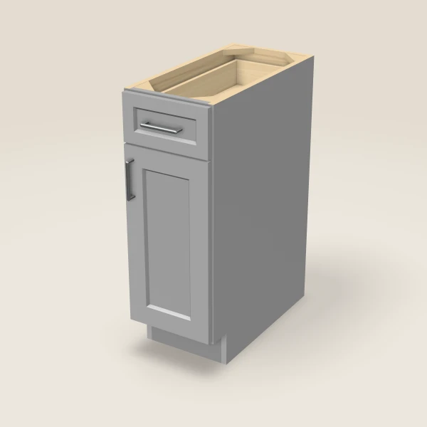 12" Single Door Single Drawer Base Cabinet, 3D picture