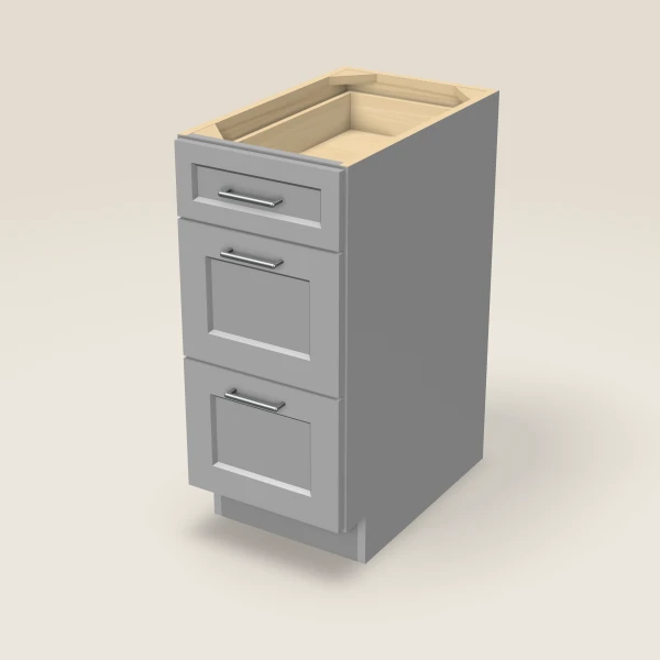 15" Three Drawer Base Cabinet, 3D picture