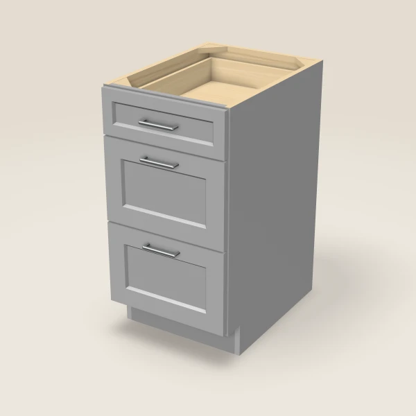 18" Three Drawer Base Cabinet, 3D picture