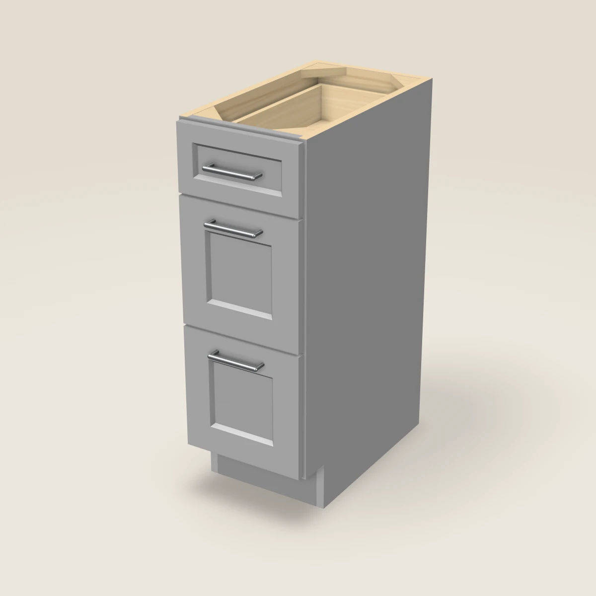 12" Three Drawer Vanity Cabinet, 3D picture