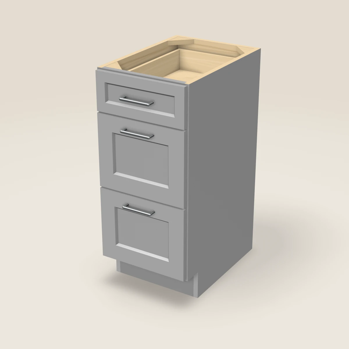 15" Three Drawer Vanity Cabinet, 3D picture