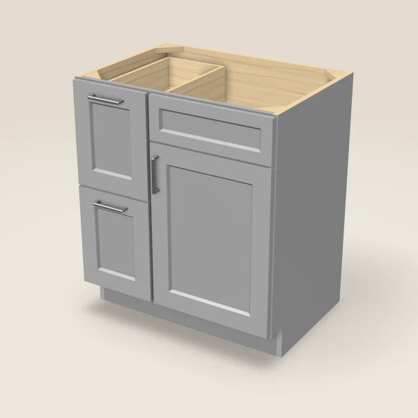 30" Single Door Double Drawer Vanity Cabinet, 3D picture