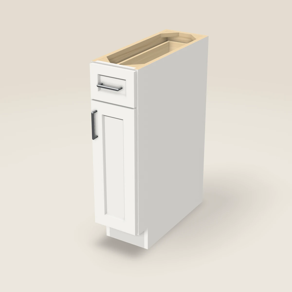 9" Single Door Single Drawer Base Cabinet, 3D picture