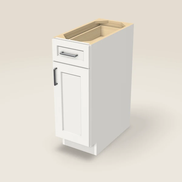 12" Single Door Single Drawer Base Cabinet, 3D picture