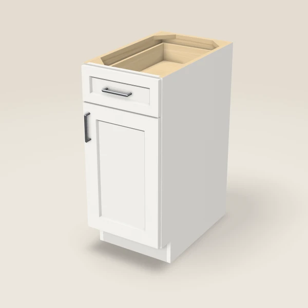 15" Single Door Single Drawer Base Cabinet, 3D picture