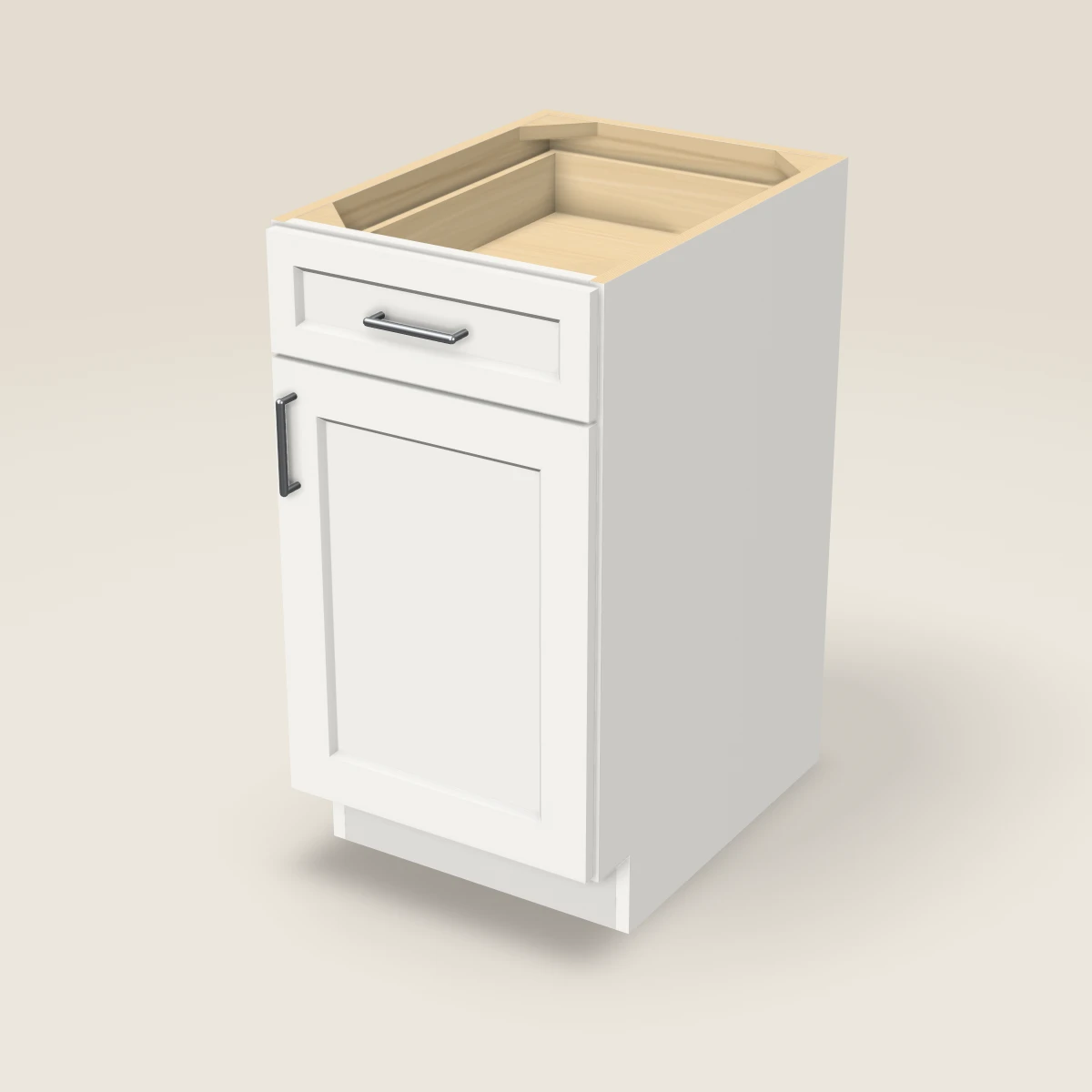 18" Single Door Single Drawer Base Cabinet, 3D picture