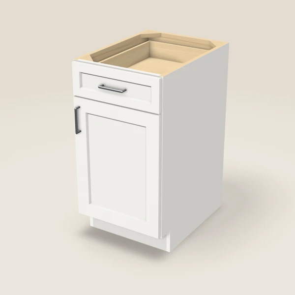 18" Single Door Single Drawer Base Cabinet, 3D picture