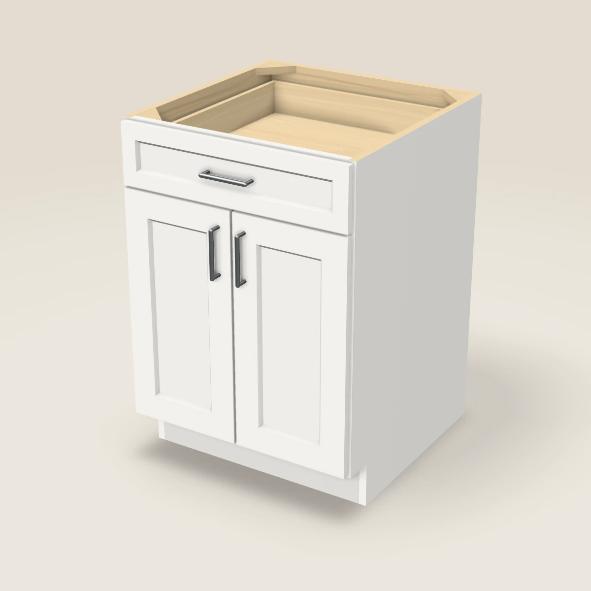 24" Double Door Single Drawer Base Cabinet, 3D picture