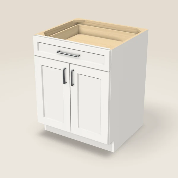 27" Double Door Single Drawer Base Cabinet, 3D picture