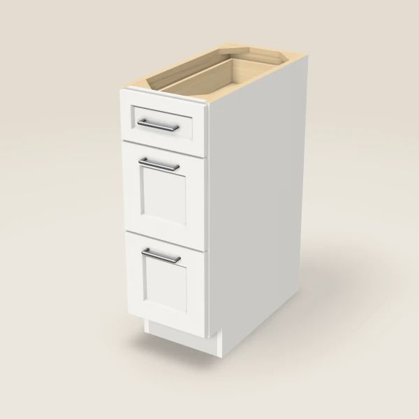 12" Three Drawer Base Cabinet, 3D picture