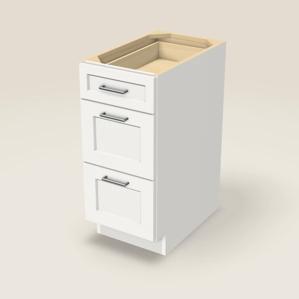 15" Three Drawer Base Cabinet, 3D picture