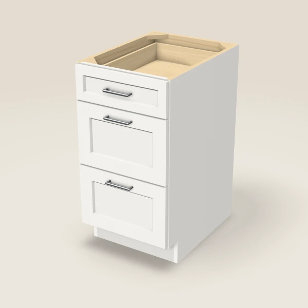 18" Three Drawer Base Cabinet, 3D picture