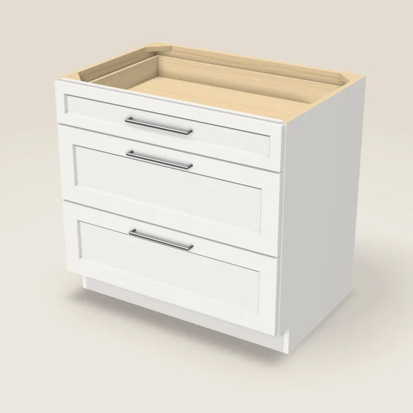 36" Three Drawer Base Cabinet, 3D picture