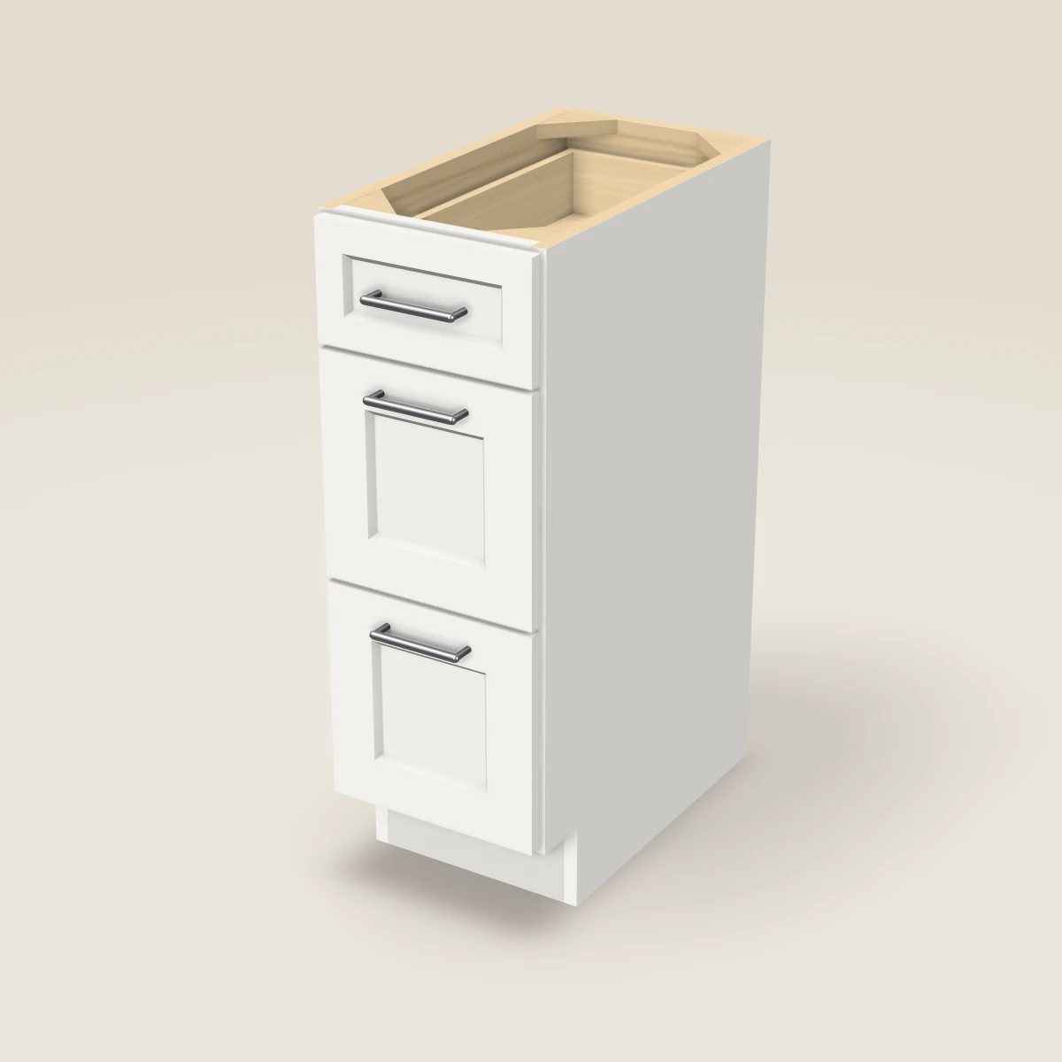 12" Three Drawer Vanity Cabinet, 3D picture