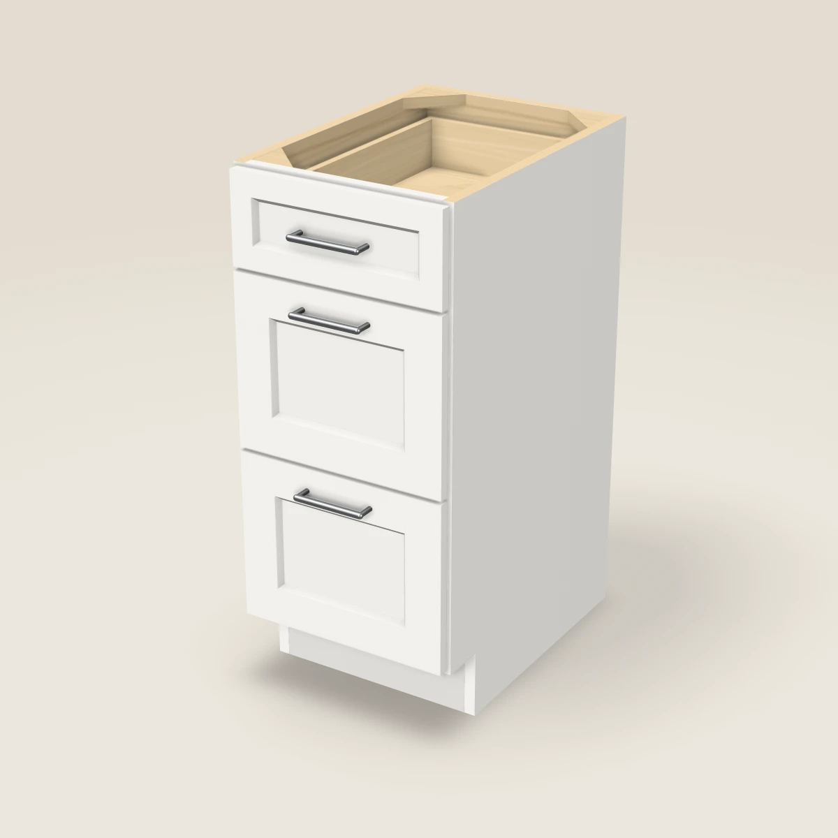 15" Three Drawer Vanity Cabinet, 3D picture