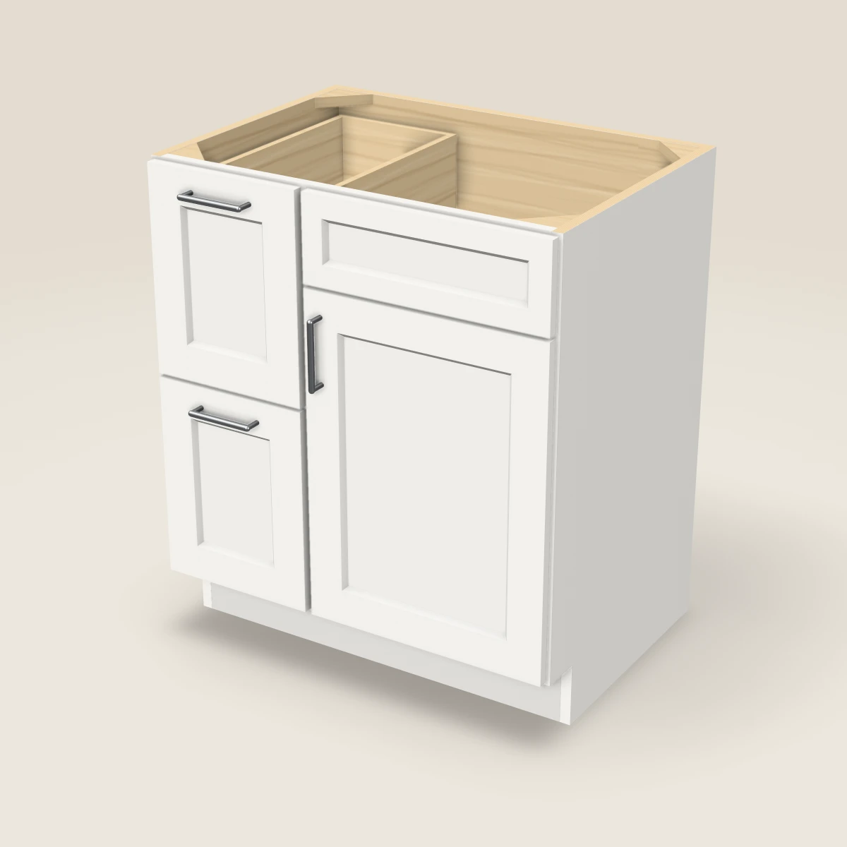 30" Single Door Double Drawer Vanity Cabinet, 3D picture