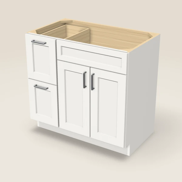 36" Double Door Double Drawer Vanity Cabinet, 3D picture