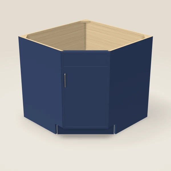 Diagonal Corner Sink Base — 36" — Petit Blue, 3D picture