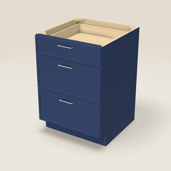 24" 3-Drawer Base — Petit Blue, 3D picture