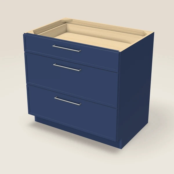 36" 3-Drawer Base — Petit Blue, 3D picture