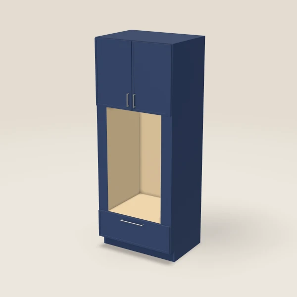 33" Oven Cabinet with Microwave Opening — 84" High — Petit Blue, 3D picture