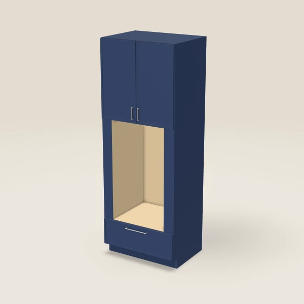 33" Oven Cabinet with Microwave Opening — 90" High — Petit Blue, 3D picture