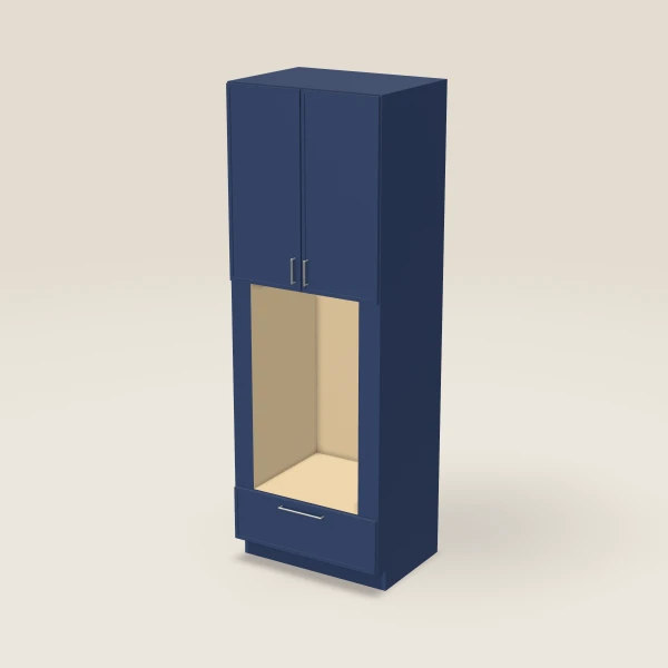 33" Oven Cabinet with Microwave Opening — 96" High — Petit Blue, 3D picture