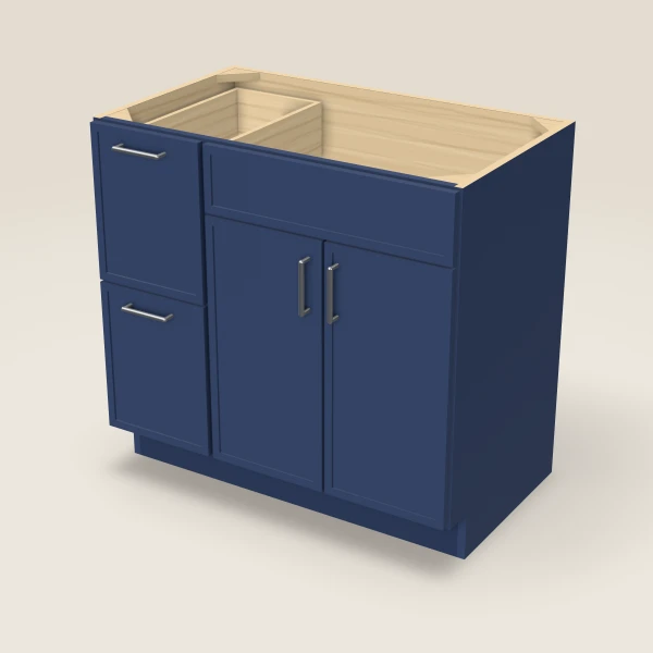 36" Vanity with Drawers Left — Petit Blue, 3D picture