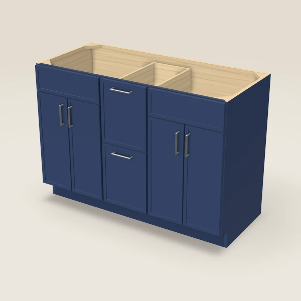 48" Vanity with Drawers Both Sides — Petit Blue, 3D picture