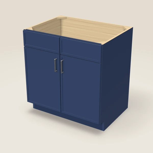 33" Sink Base — Double Door — Petit Blue, 3D picture