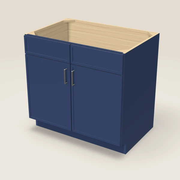 36" Sink Base — Double Door — Petit Blue, 3D picture