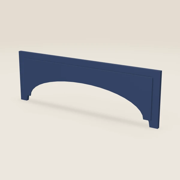 36" Arched Raised-Panel Valance — 12" to 8" High — Petit Blue, 3D picture