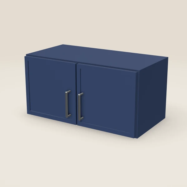 24" Wall Cabinet — 12" High, Double Door — Petit Blue, 3D picture