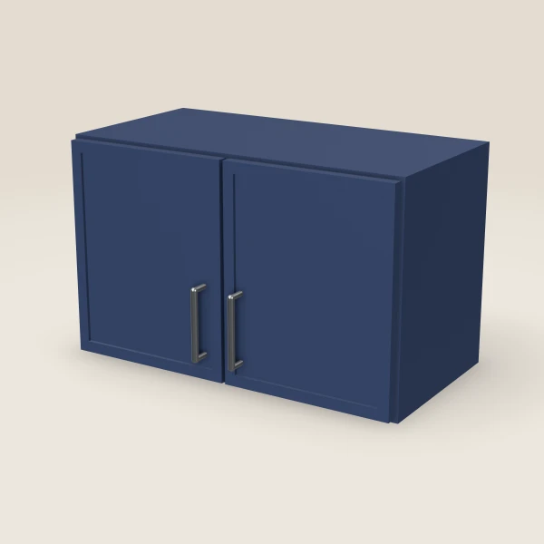 24" Wall Cabinet — 15" High, Double Door — Petit Blue, 3D picture