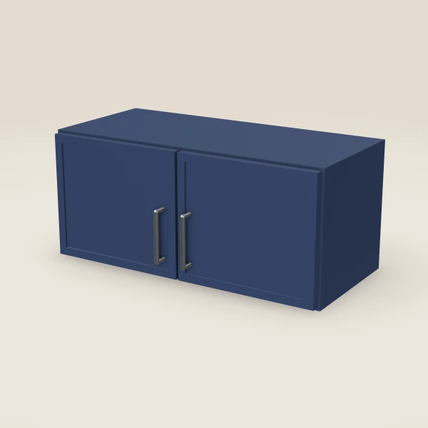 27" Wall Cabinet — 12" High, Double Door — Petit Blue, 3D picture