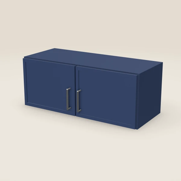30" Wall Cabinet — 12" High, Double Door — Petit Blue, 3D picture
