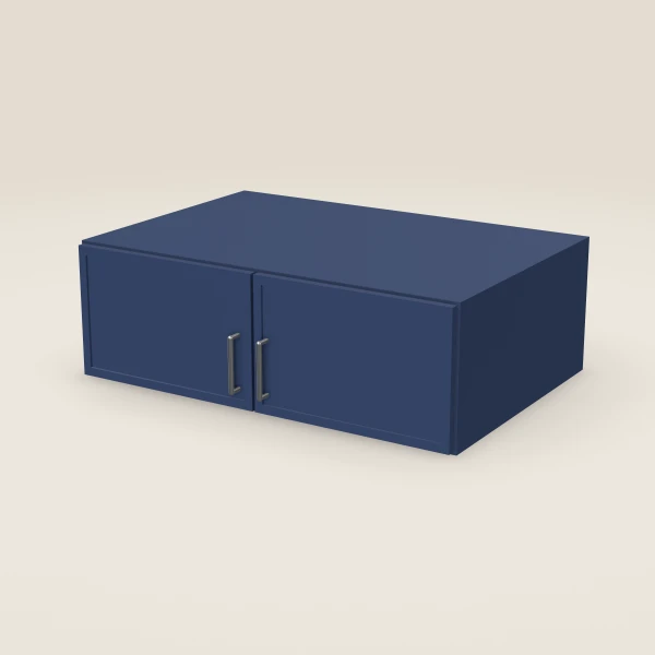 36" Wall Cabinet — 12" High, 24" Deep, Double Door — Petit Blue, 3D picture