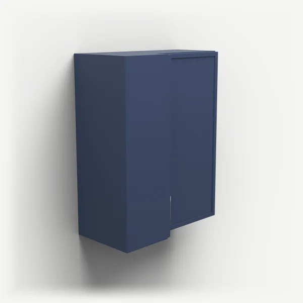 24" Wall Corner Cabinet, Bi-Fold Door — 30" High — Petit Blue, 3D picture