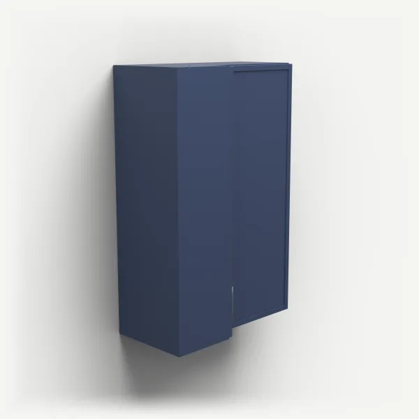 24" Wall Corner Cabinet, Bi-Fold Door — 36" High — Petit Blue, 3D picture