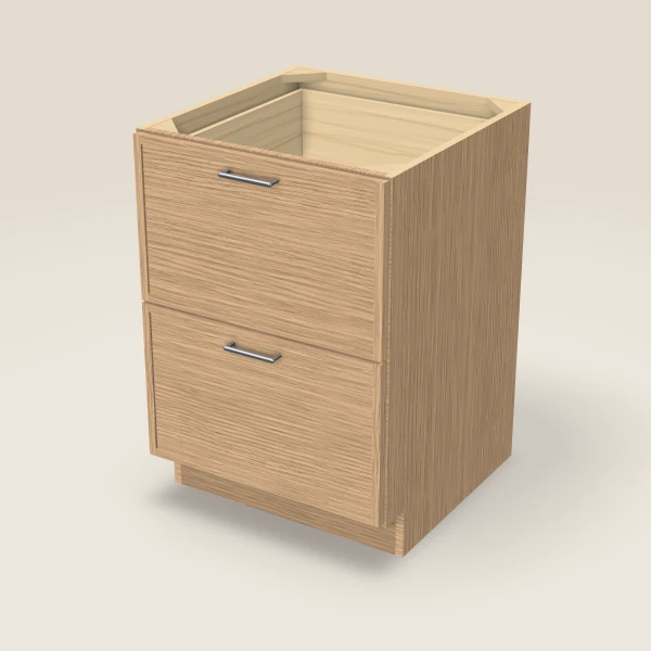 24" 2-Drawer Base — Petit Oak, 3D picture