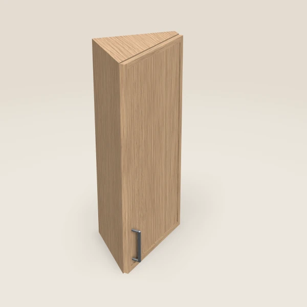 Gabinete de extremo en ángulo de pared de 12" — 30" de alto — Petit Oak, imagen en 3D