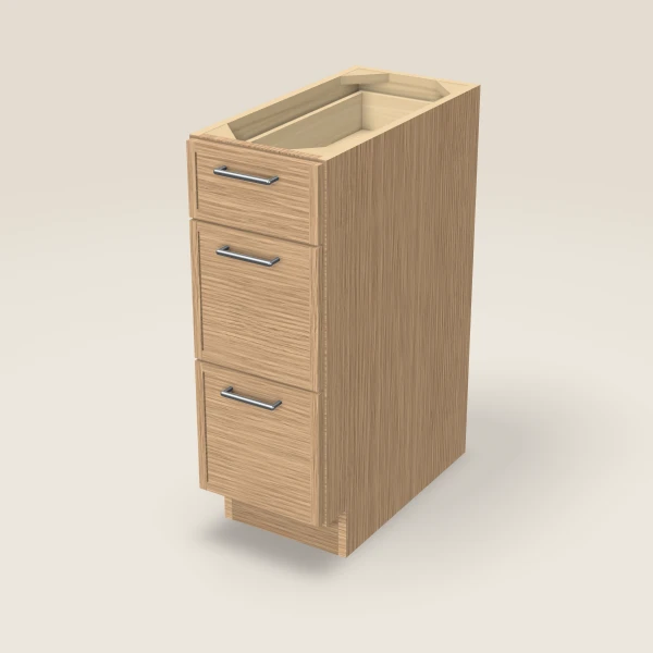 12" 3-Drawer Base — Petit Oak, 3D picture