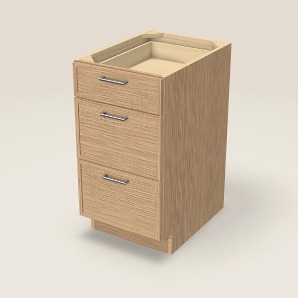 18" 3-Drawer Base — Petit Oak, 3D picture