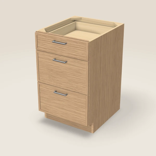 21" 3-Drawer Base — Petit Oak, 3D picture