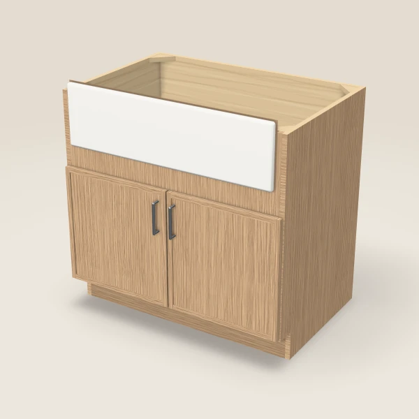 36" Farm Sink Base — Petit Oak, 3D picture